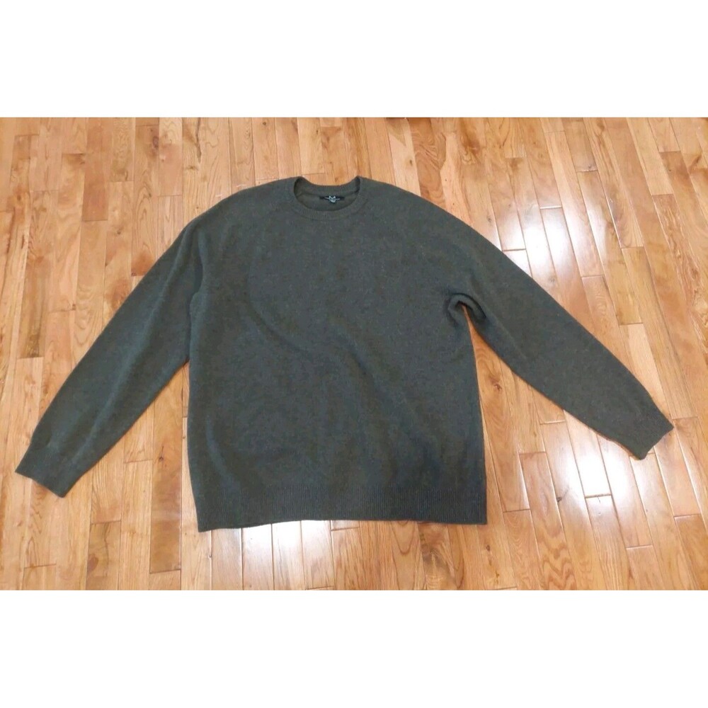 Magaschoni Sweater Mens XXL 100% Lambswool Brown Crewneck Pullover EUC